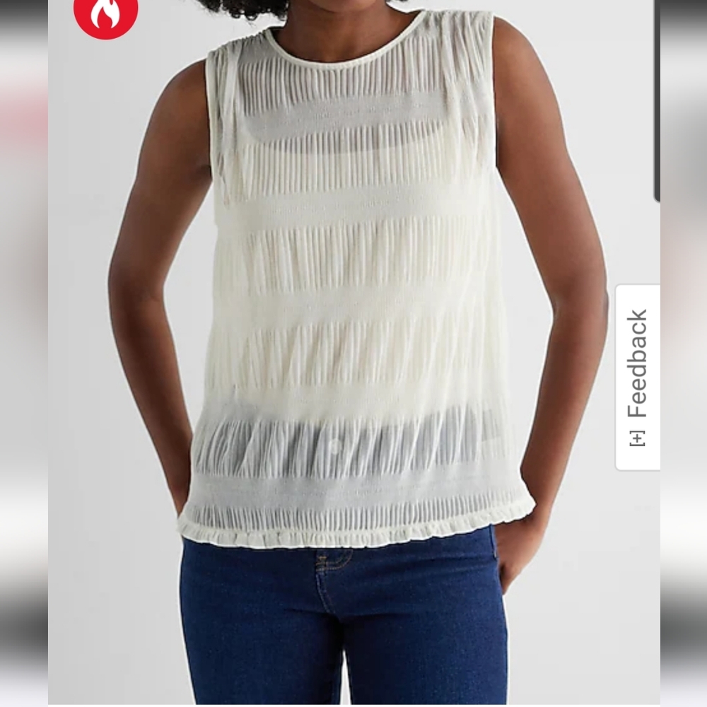 NWT Express Skimming Mesh Crewneck Pleated Tank- Small